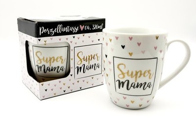 Geda Labels Tasse - Super Mama 320ml - Geschenk Muttertag Geburtstag Porzellan