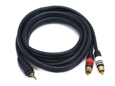 Monoprice 6ft Premium 3.5mm Stereo Male to 2RCA Male 22AWG Cable - Black