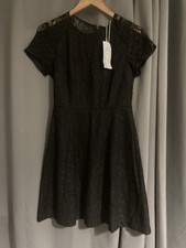 Size 10 Warehouse Lace Skater Dress, Black