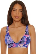 Becca Lanai Halter Bikini Top Women's Designer Swimwear Floral Plunge Beach Reso