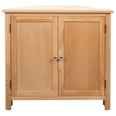 Solid Oak Wood Corner Cabinet Space Saving Storage 31.4'' Hallway Shelf vidaXL