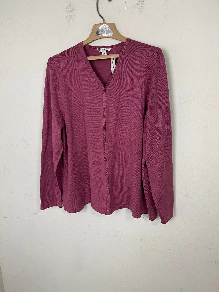 Cárdigan Pendleton Plus para mujer 2X mezcla de seda magenta tejido hada clásico atemporal Foto 3 de 4