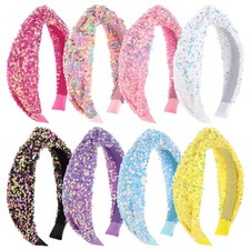 Knotted Headbands for Girls Colorful Sequin Haribands Sparkle Beaded Head Ban...