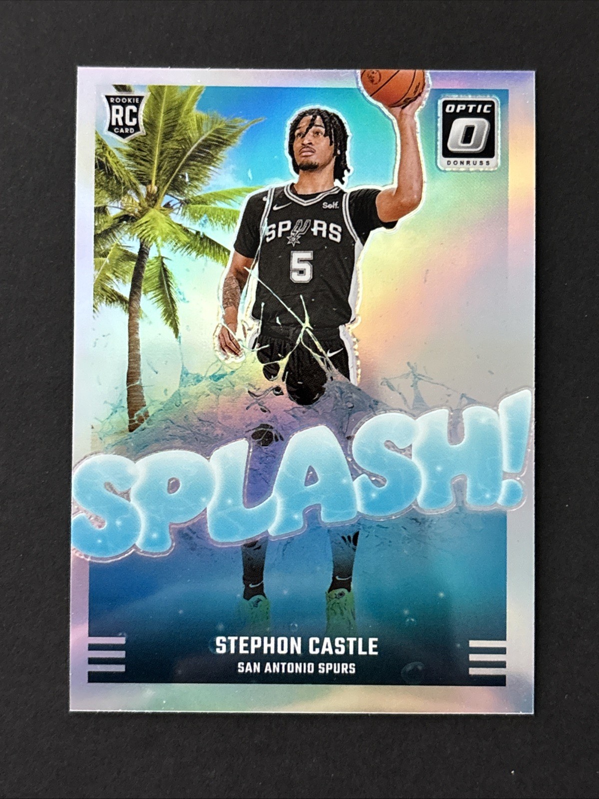 2024-25 Donruss Optic - Stephon Castle #14, Splash! Silver Prizm, Spurs RC