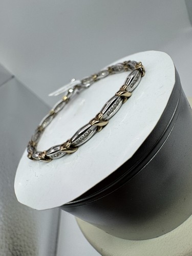 9ct 2col 1ct Diamond Bracelet 10.1 Grams Hallmarked - Picture 6 of 17