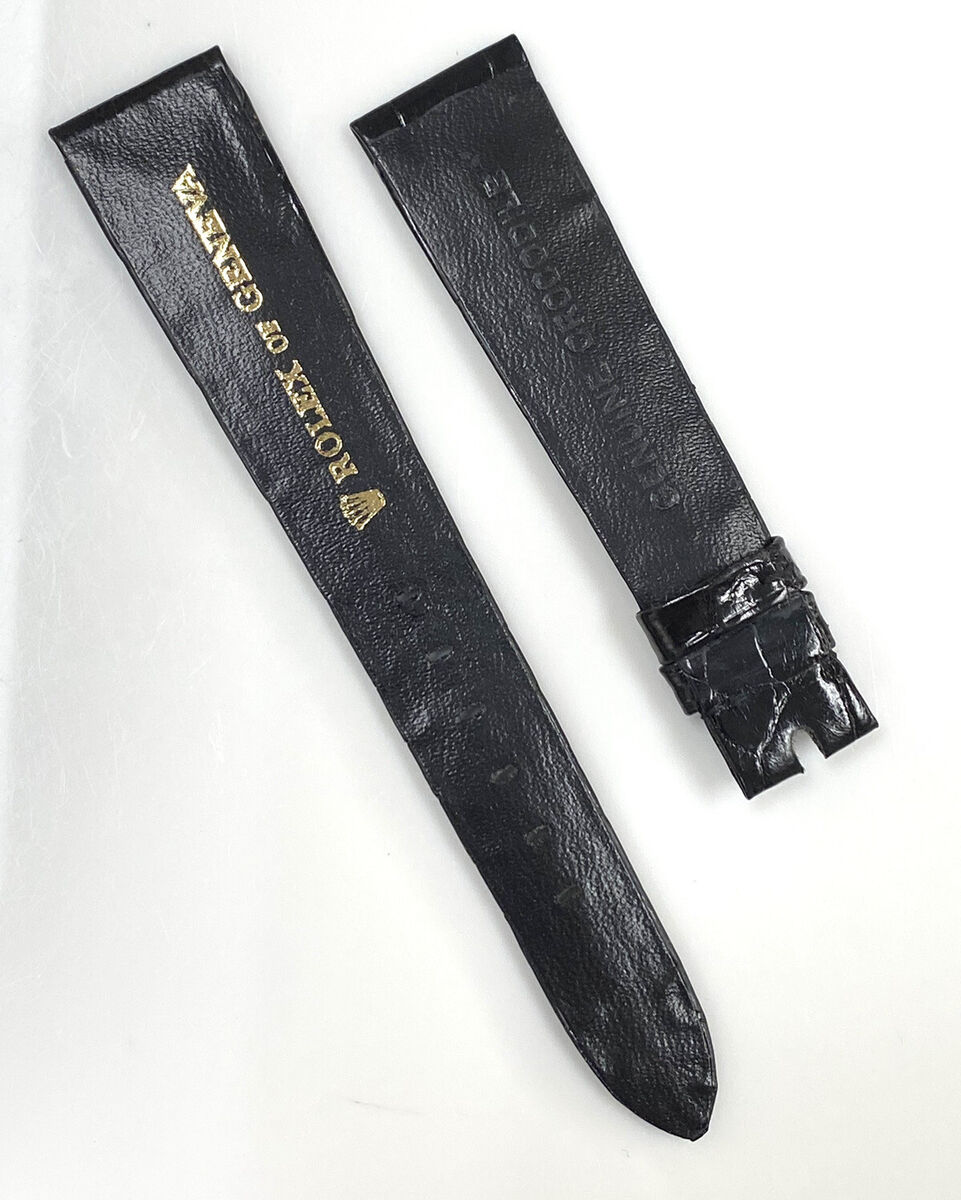 Original Vintage Rolex of Geneva 18mm X 14mm Black Crocodile Original Vintage Rolex of Geneva 18mm X 14mm Black Crocodile