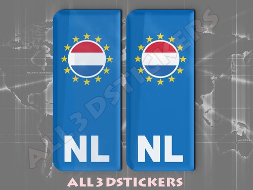 2x3D Sticker Resin Domed Euro NETHERLANDS Number Plate with Flag Car Badge Decal - 第 1/1 張圖片