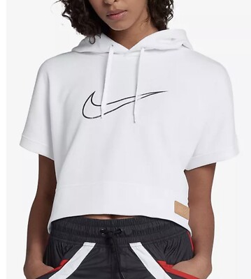 white nike crop top hoodie