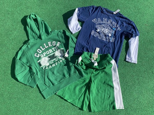 The Childrens Place Boys Green White Stripe Sweat Shorts Lot Medium 7-8 Hoodie L - Picture 6 of 6