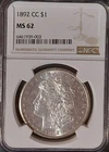 1892-CC Morgan Silver $1 Dollar Coin JUST GRADED NGC MS62 Carson City CARTWHEELS