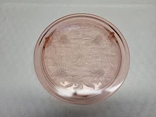 Jeanette Pink Depression Glass Sunflower Pattern 10" 3-Footed Cake Platter