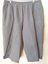 Koret Francisca Womens Elastic Waist Capri Pants Pockets Multi Plaid 22W #15216