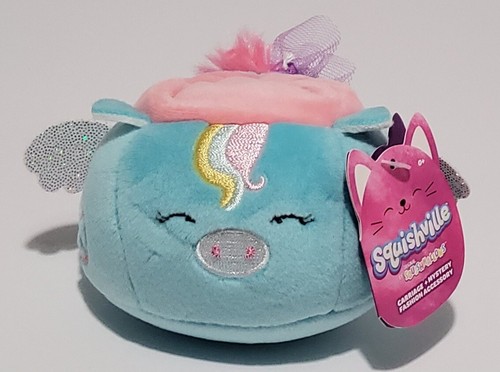 Squishmallows Squishville Vehicles Hudson Blue Car Unicorn Mini Plush