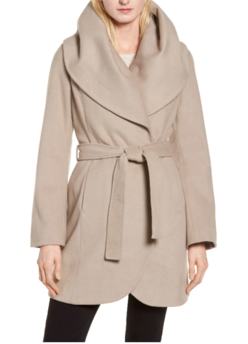 Tahari Belted Marla Wrap Wool-Blend Coat