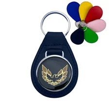 Leather Keychain Ring With gold Wings Up Bird For Pontiac Firebird and Trans am