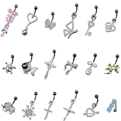 PIERCINGO  ECHT SILBER 925er Bauchnabelpiercing TITAN EPOXY Kristalle Bauchnabel