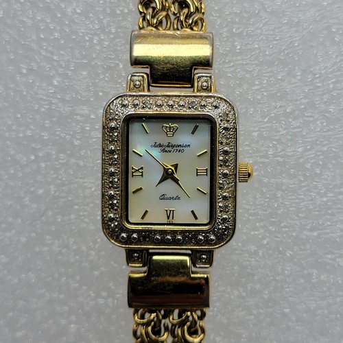 Jules Jurgensen Women Watch 19mm Diamond Bezel Gold Tone Band New Battery *