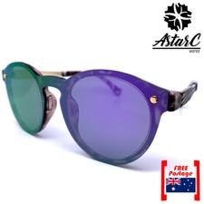 Purple Oval Mirrored Metal Sunglasses/Polarised/Women/UV400/Round - AstarC Wares