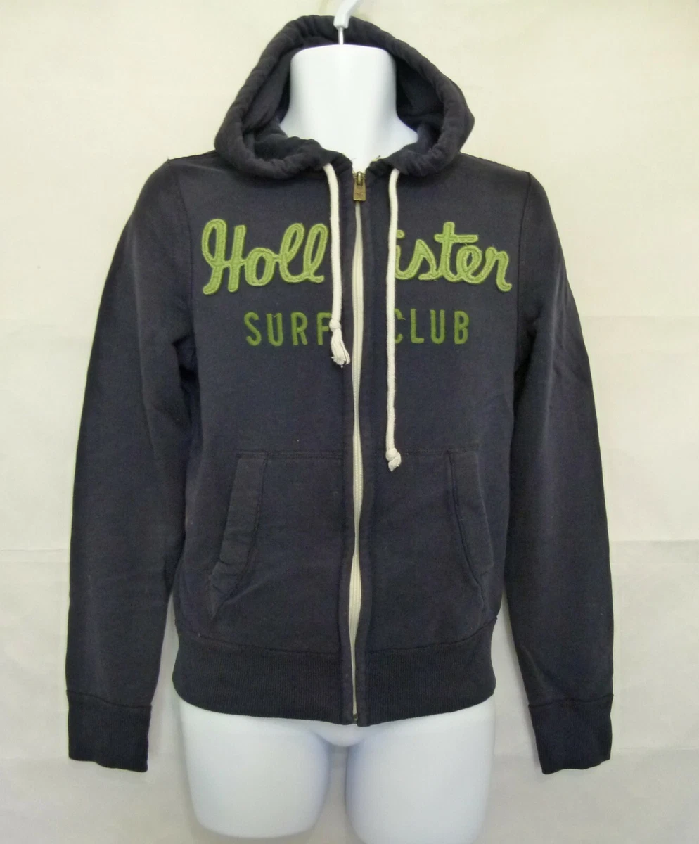 Hollister Surf Club Sign Men s Navy Full Zip Hoodie Cotton Blend Size S