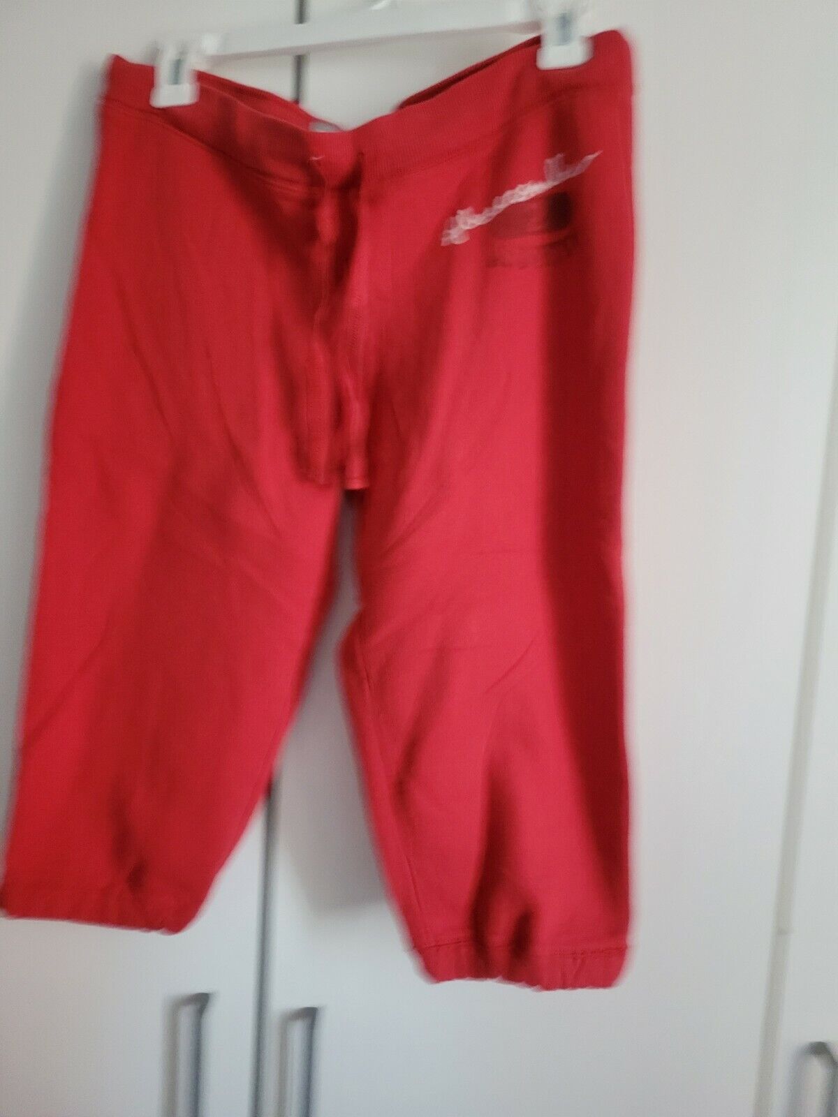 Abercrombie and Fitch 1892 red fleece mid pants logo zip end leg S | eBay