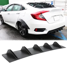Rear Bumper Diffuser Spoiler Splitter 5 Fins Trim Black For Honda Civic Sedan