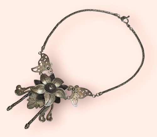 WOW! SUARTI Flower Butterfly Bali Sterling Byzantine Chain Statement Necklace - Picture 7 of 12