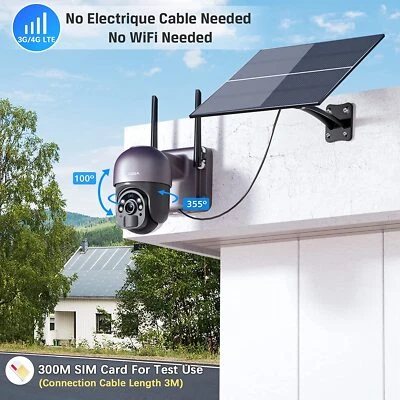 CTRONICS XEGA 3G/4G LTE Caméra Surveillance Solaire avec 20W Panneau Solaire 2K Caméra