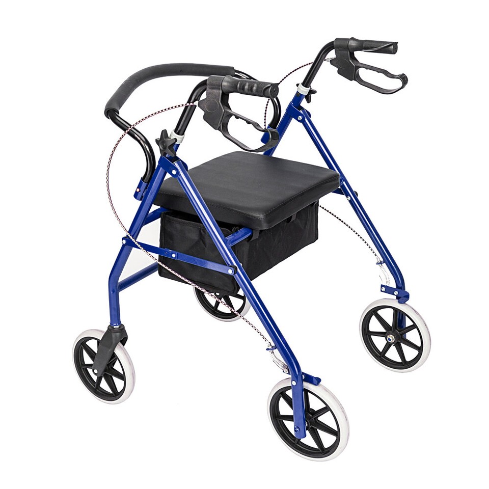 4 Wheel Rollator Walker with Seat Rolling Walker Height Adjustable 8 ...