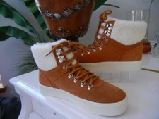 NEW WOMENS MARC FISHER DARLEN BROWN SUEDE LEATHER FAUX FUR ANKLE BOOTS SIZE 9.5