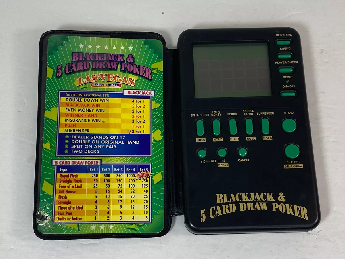 Electronic Handheld Poker Las Vegas Casino Corner 5 Card Draw