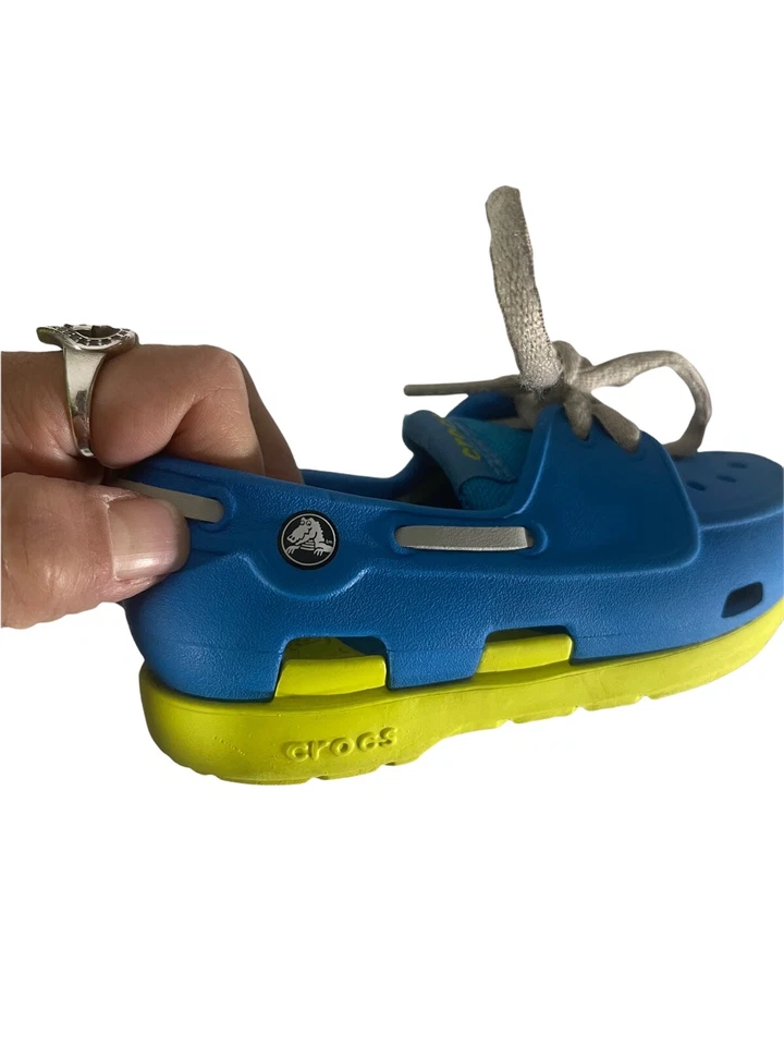 baby CROCS размер 7 синий желтый мокасины стиль A1 - Изображение 3 из 4