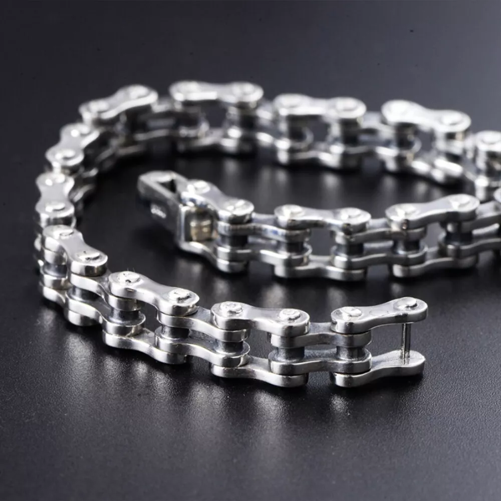 Real Solid 925 Sterling Silver Bracelets Link Chain Rectangle Polished 8.3