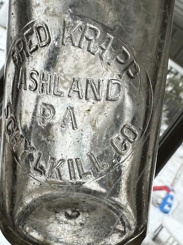 Vintage Blob Top geprägte Schnecke Plt Flasche Fred Krapp Ashland Pa Schylkill County, - Bild 15 von 16