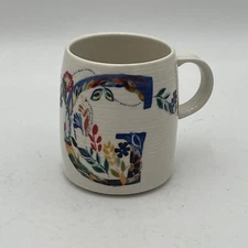 Anthropologie Starla M. Halfmann  G Letter Monogram Coffee Tea Mug Cup EUC