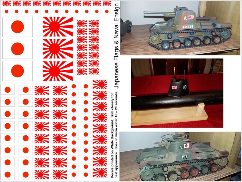 Japanese Flag & Naval Ensign decals in 1/32 1/35 1/48 1/72 1/700 scales