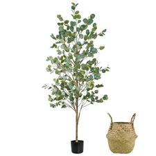 Faux Eucalyptus Tree 6FT, Artificial Potted Tree for Indoor Outdoor, Fake Flo...