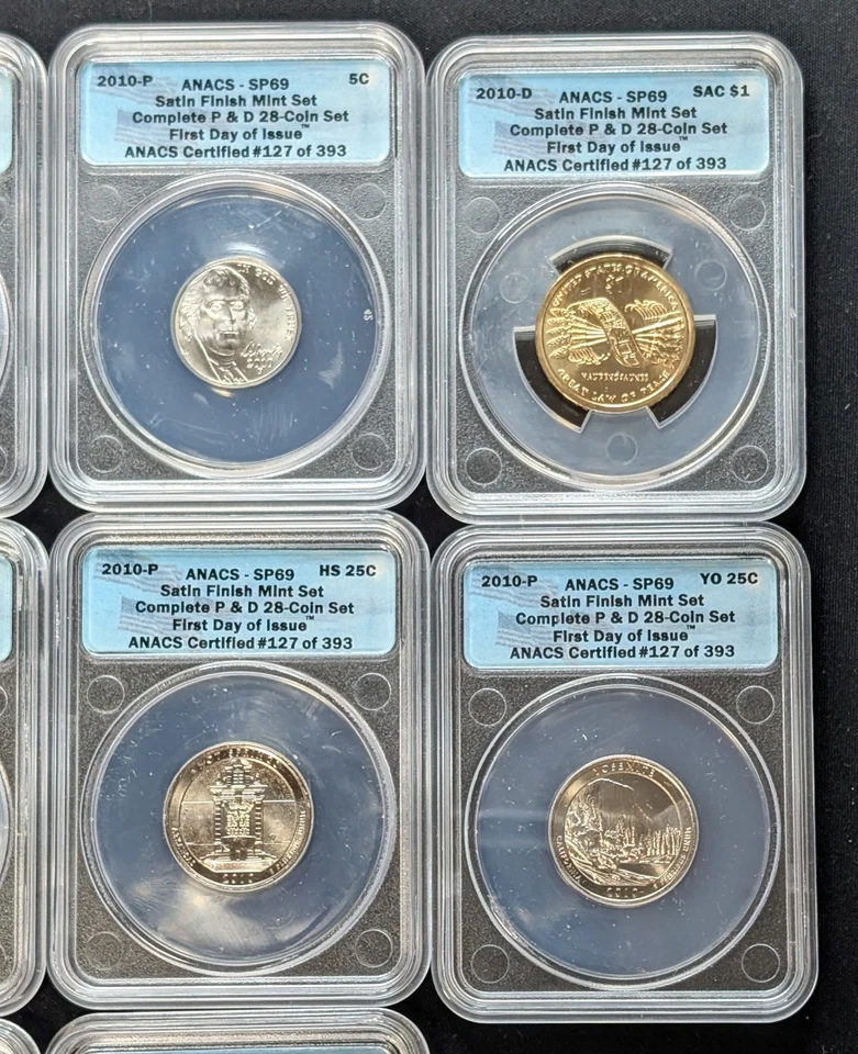 10 pc ~ 2009/2010 P&D ANACS SP69 ~ Satin Finish Partial Set~ 1c,5c,10c,25c,$1 - Image 4 of 4