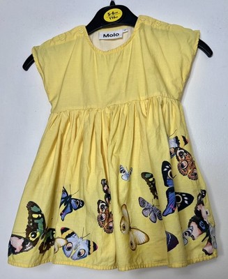MOLO gelb Schmetterling Grafikdruck 100 % Bio-Baumwolle Kleid Größe 80 12 Monate