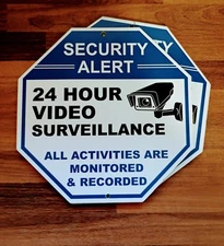 2-Pack Security Camera Sign, Video Surveillance Signs Outdoor, UV Printed 40 Mil