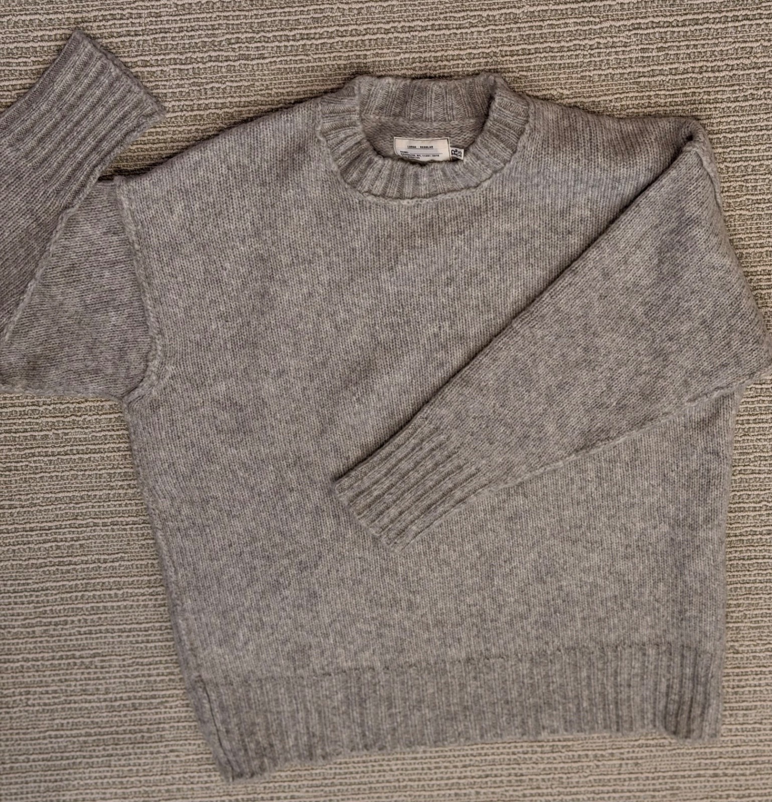 R13 Oversized Grey Melange Crew Neck Sweater Size L