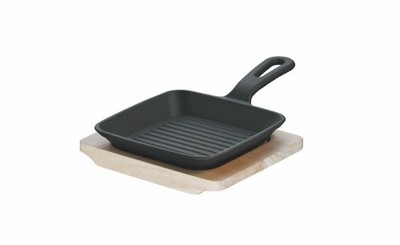 Schulte-Ufer Mini-Grillpfanne 13 cm Rustika schwarz mit Servierbrett