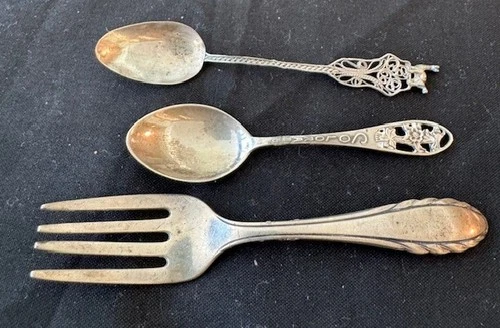 2 Sm Sterling Silver Gorham 1940 Lyric Fork, Colorado Spoon  and FIligree Spoon