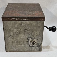 Vintage Snowflake Freezer Ice Cream Maker Holiday Decor Metal - VERY RARE