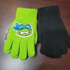 Kids Teenage Mutant Ninja Turtles Glove Set Green Black Character Winter Warm
