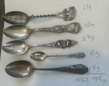 FIVE 5 Sterling Silver Souvenir Spoons 95g CLIFF HOUSE San Francisco CA  1900’s
