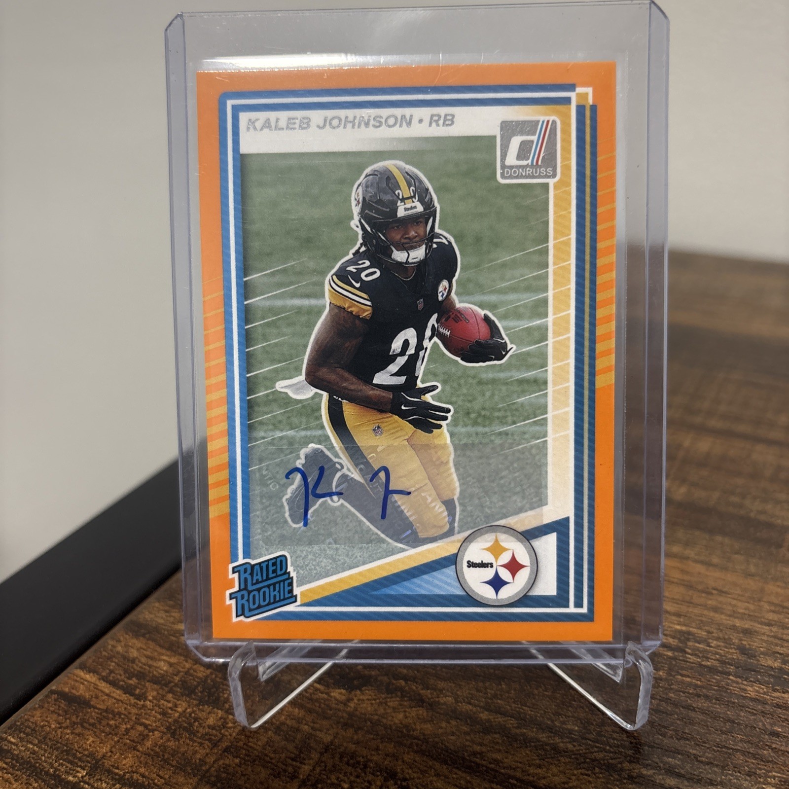 2025 Panini Donruss Rated Rookie Kaleb Johnson #322 Orange Auto