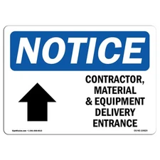 Contractor Material And Equipment With Symbol OSHA Notice Sign Metal Plastic