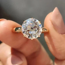 3.50ctw Round OEC Real Moissanite Wedding Engagement Ring 14K Yellow Gold Plated
