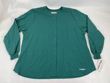 Skechers Barco Scrubs 2PKT Stability Snap Warmup Top Womens 3XL Hunter Green NWT
