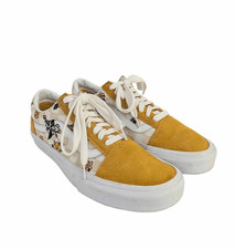 Vans Yellow suede . Floral embroidered canvas lace up sneaker womens 8